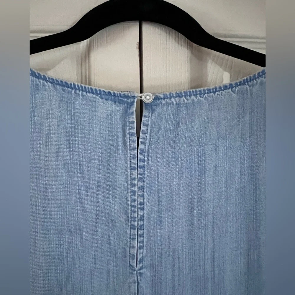 LOFT chambray tiered ruffle-sleeve mini dress - Picture 5 of 5